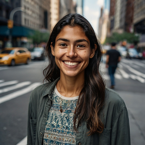 Carissa Marks caminhando pelas ruas da cidade de Nova York.