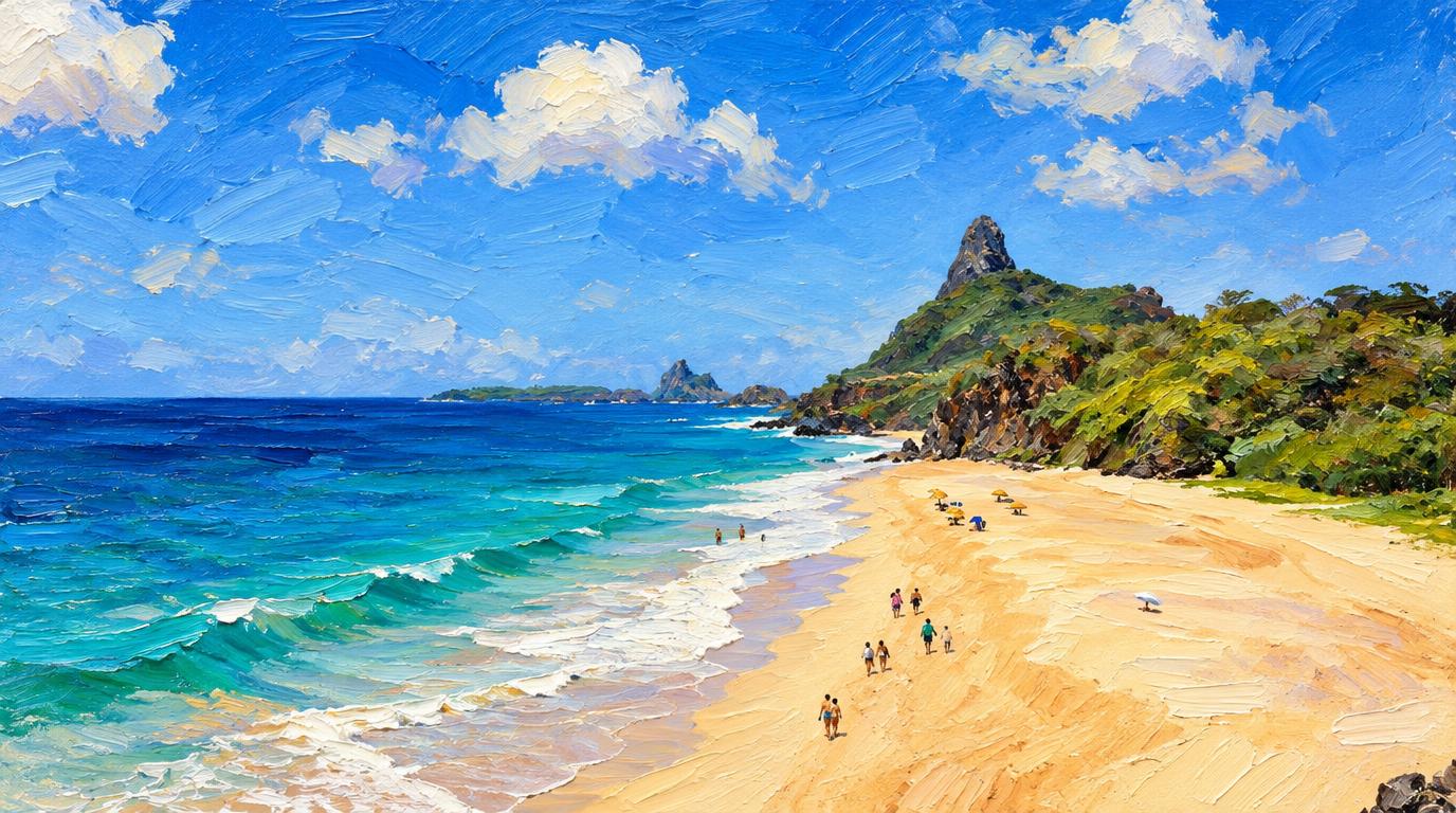 Vista de Fernando de Noronha para quem busca surfe na cidade