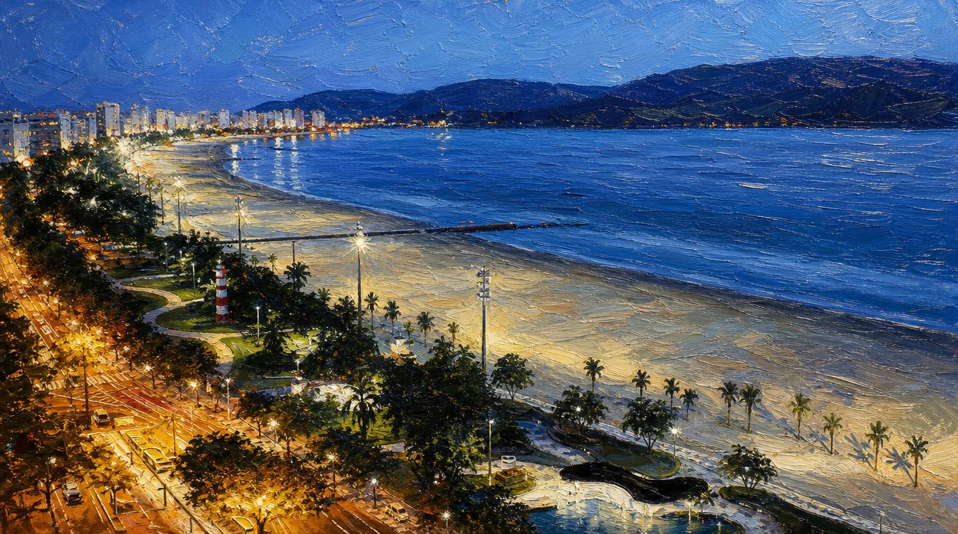 Vista de Santos para quem busca surfe na cidade
