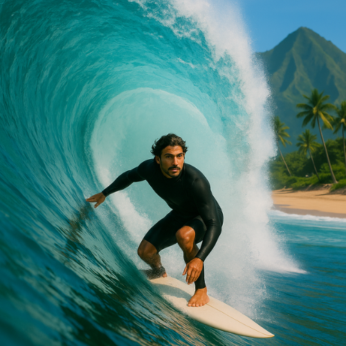 Gabriel Machado surfando um point break com estilo fluido e técnico