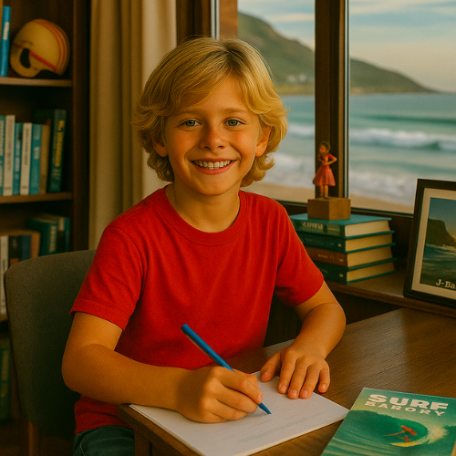 Martin Curren criança em sua casa em J-Bay