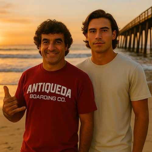 Peterson Rosa e Mick Ferreira na praia nos Estados Unidos